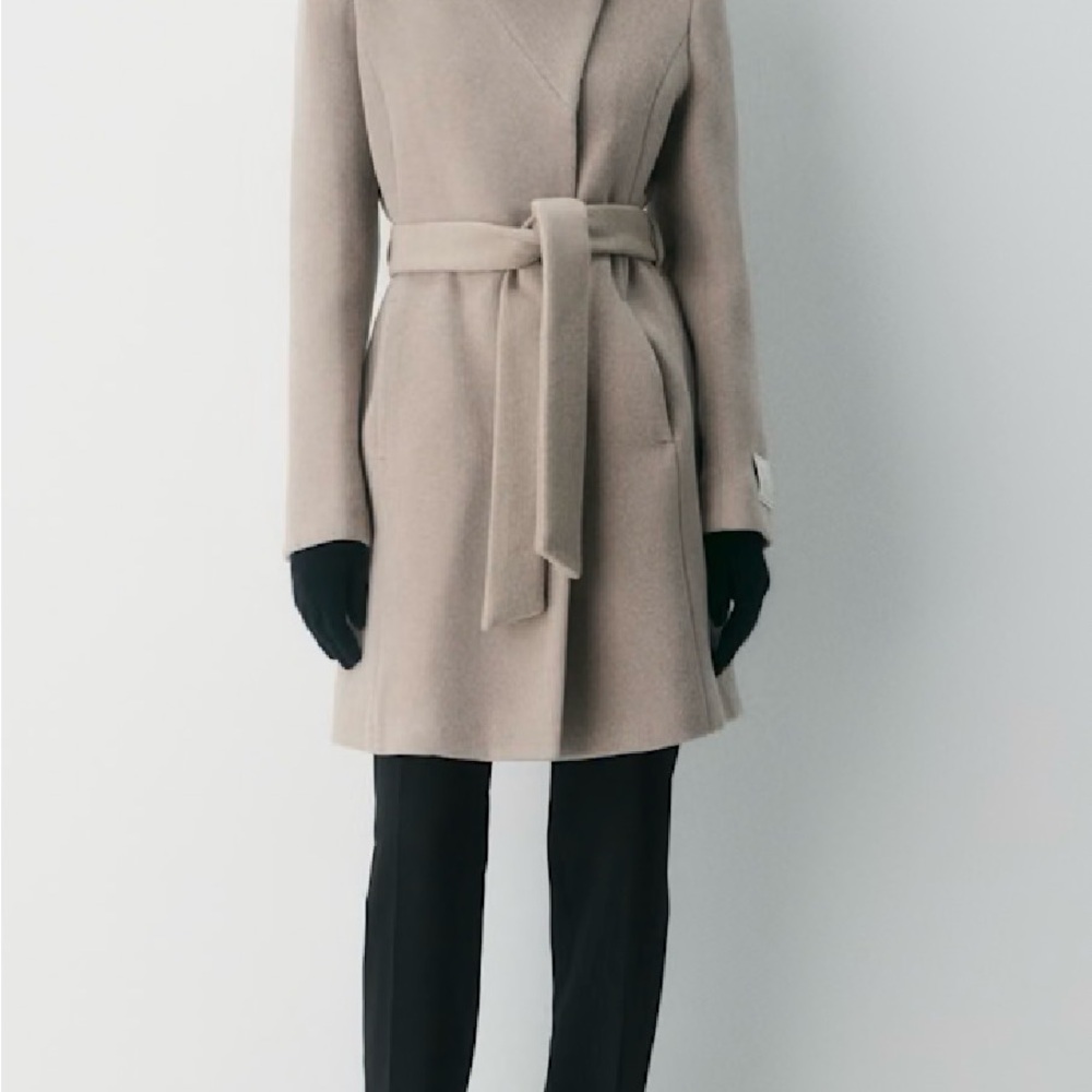Aritzia Beige Belted Coat